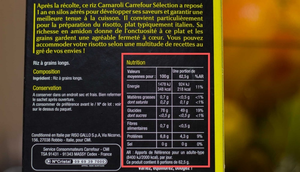 composition nutritionnelle besoins caloriques